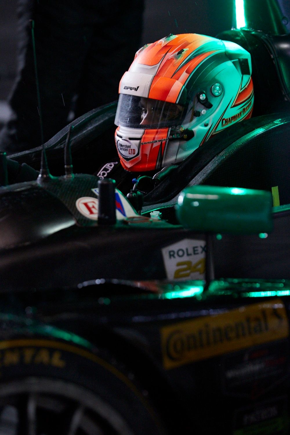 Racing helmet with neon lighting